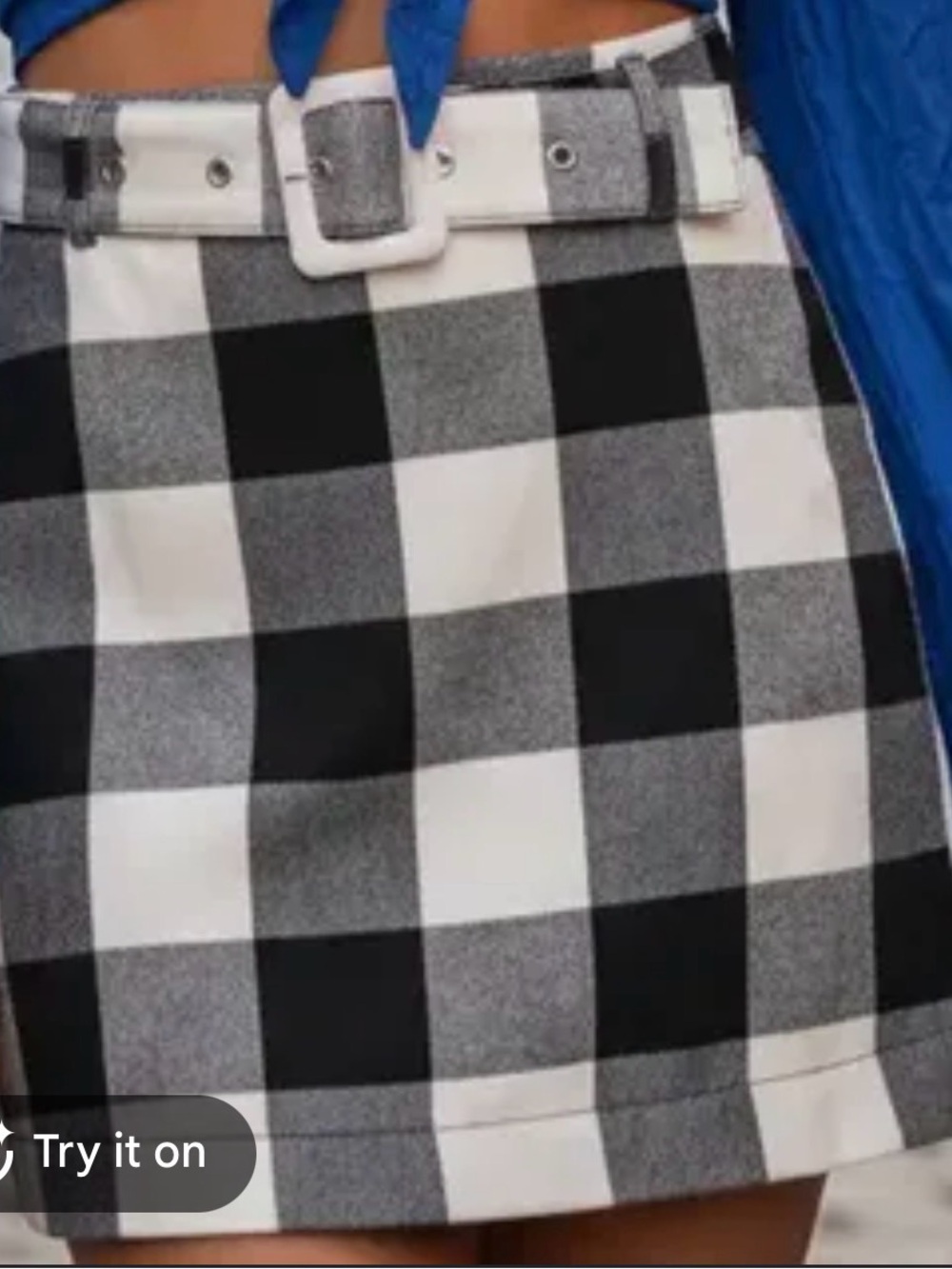 Forever 21 Black and White Checkered Belted Mini Skirt